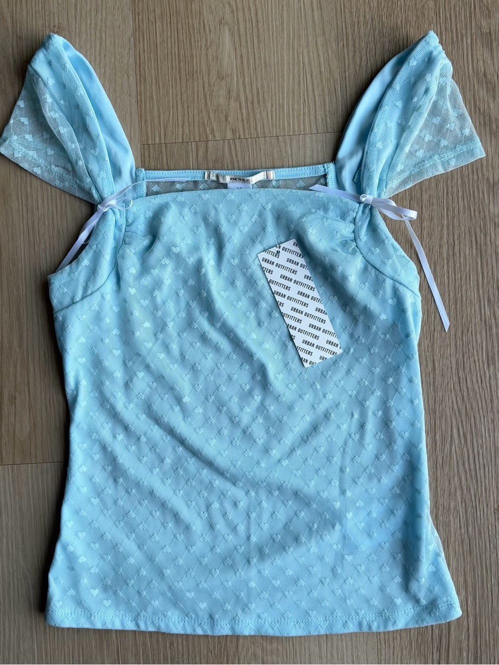 Kimchi Blue Bridgette Heart Dotted Mesh Top Size S